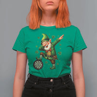 St Patricks Day Cheerful Gnome Dabbing T Shirt For Women Darts Lover Gift