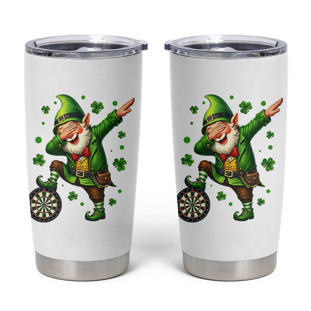 St Patricks Day Cheerful Gnome Dabbing Tumbler Cup Darts Lover Gift