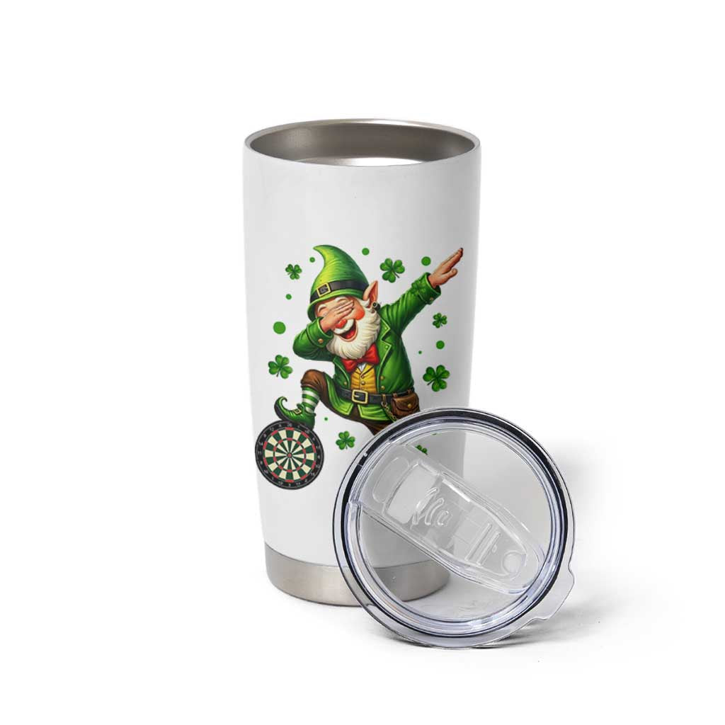 St Patricks Day Cheerful Gnome Dabbing Tumbler Cup Darts Lover Gift