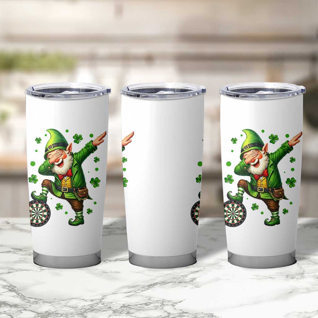 St Patricks Day Cheerful Gnome Dabbing Tumbler Cup Darts Lover Gift