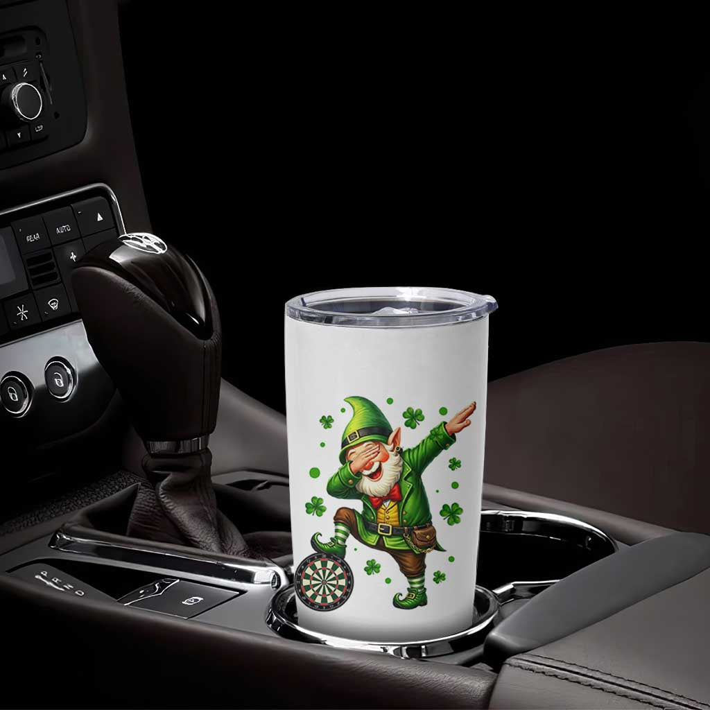 St Patricks Day Cheerful Gnome Dabbing Tumbler Cup Darts Lover Gift