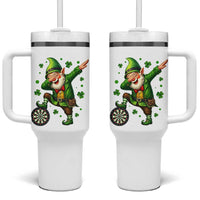 St Patricks Day Cheerful Gnome Dabbing Tumbler With Handle Darts Lover Gift