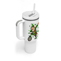 St Patricks Day Cheerful Gnome Dabbing Tumbler With Handle Darts Lover Gift
