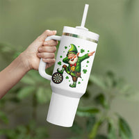 St Patricks Day Cheerful Gnome Dabbing Tumbler With Handle Darts Lover Gift