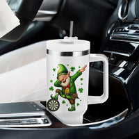 St Patricks Day Cheerful Gnome Dabbing Tumbler With Handle Darts Lover Gift