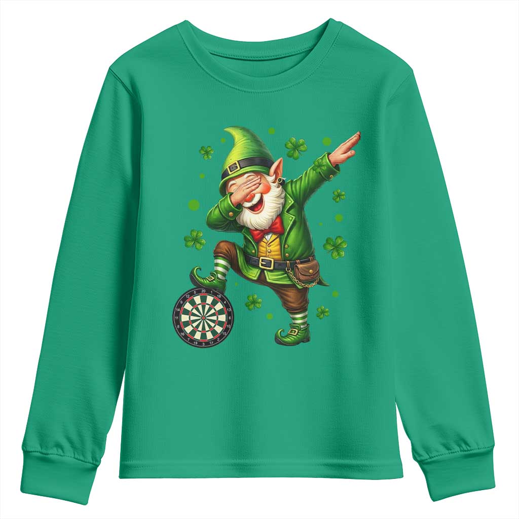 St Patricks Day Cheerful Gnome Dabbing Youth Sweatshirt Darts Lover Gift