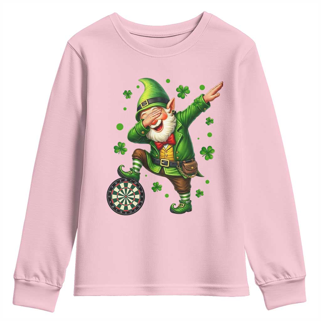 St Patricks Day Cheerful Gnome Dabbing Youth Sweatshirt Darts Lover Gift