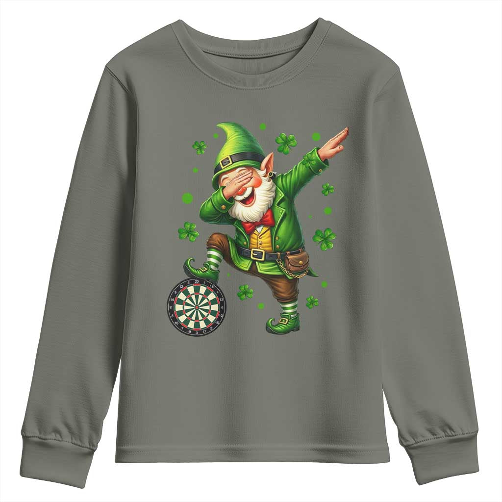 St Patricks Day Cheerful Gnome Dabbing Youth Sweatshirt Darts Lover Gift