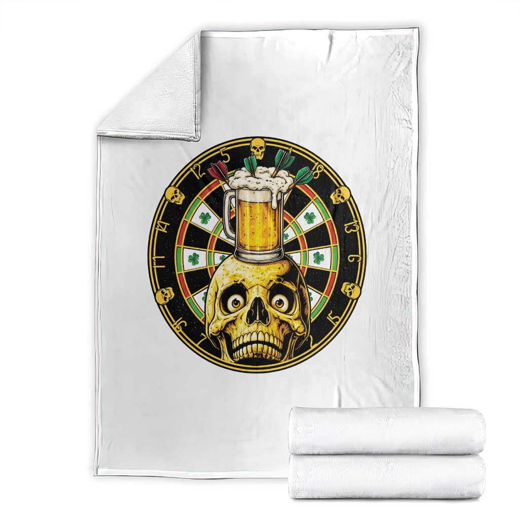 Funny St Patricks Day Skull Throw Blanket Darts Player Gift