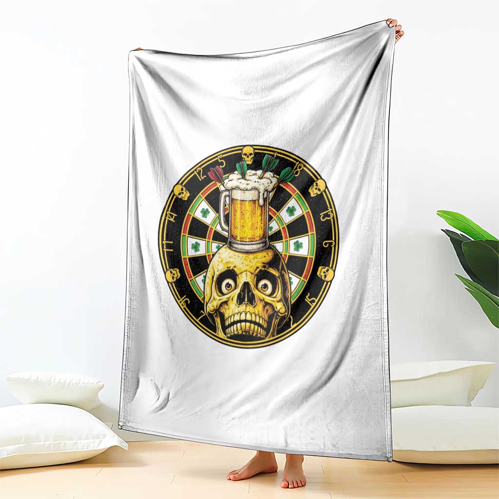 Funny St Patricks Day Skull Throw Blanket Darts Player Gift
