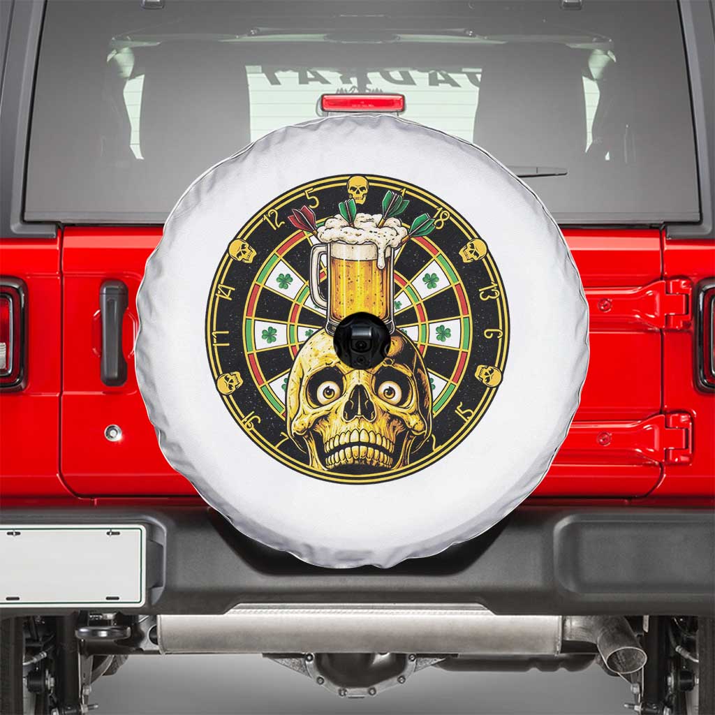 Funny St Patricks Day Skull Spare Tire Cover Darts Player Gift