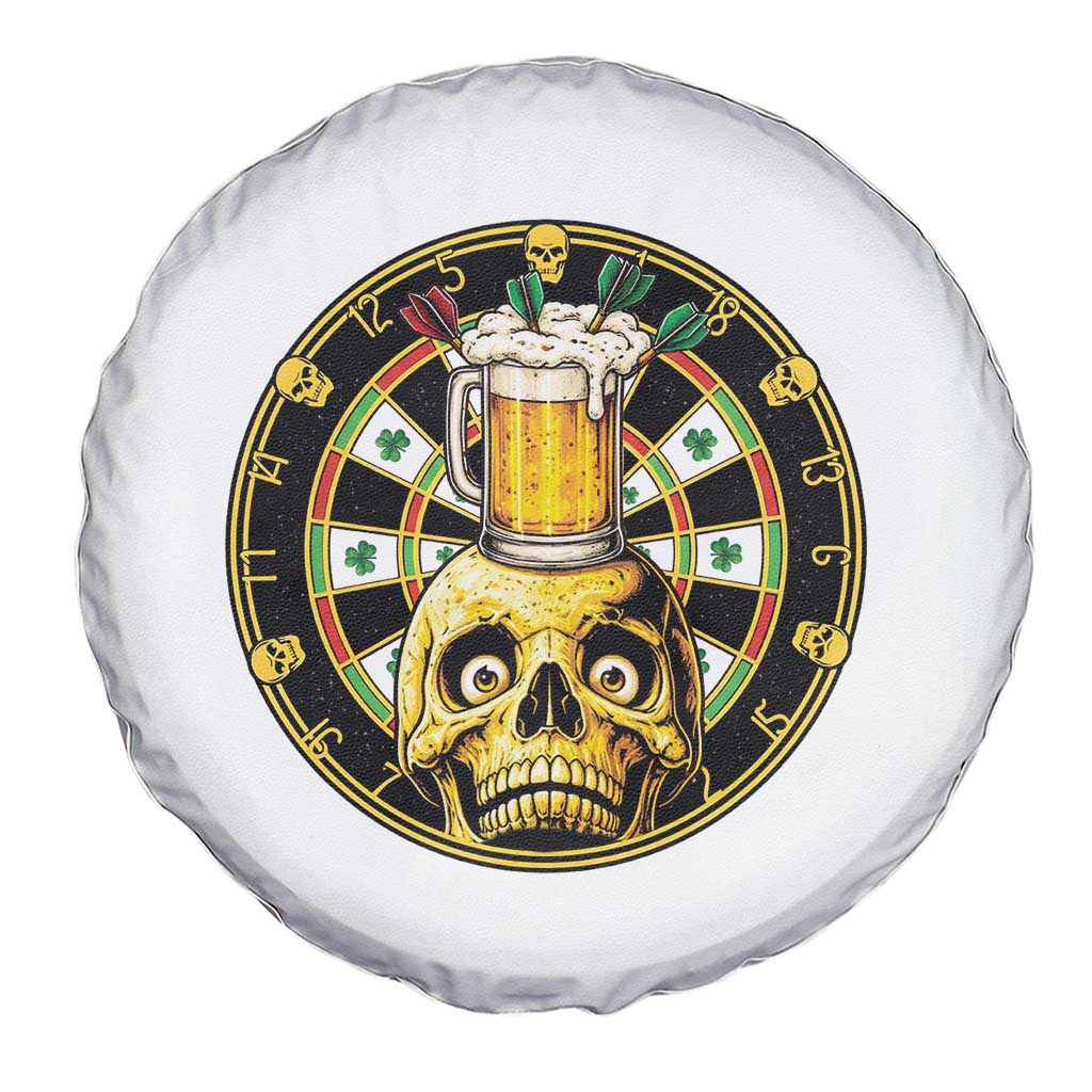 Funny St Patricks Day Skull Spare Tire Cover Darts Player Gift