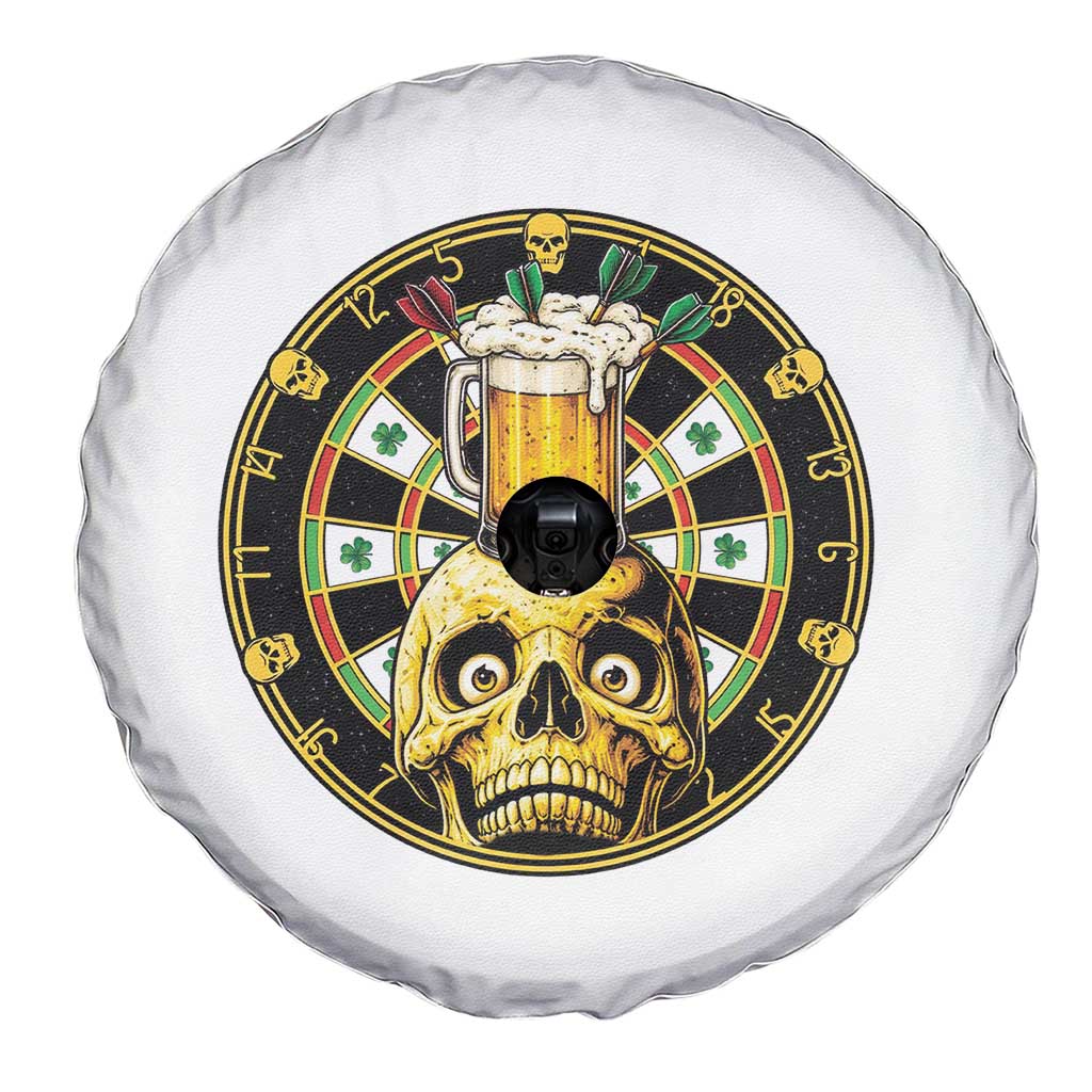 Funny St Patricks Day Skull Spare Tire Cover Darts Player Gift