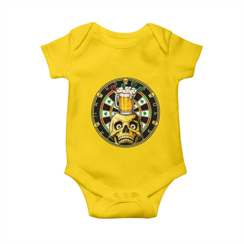 Funny St Patricks Day Skull Baby Onesie Darts Player Gift