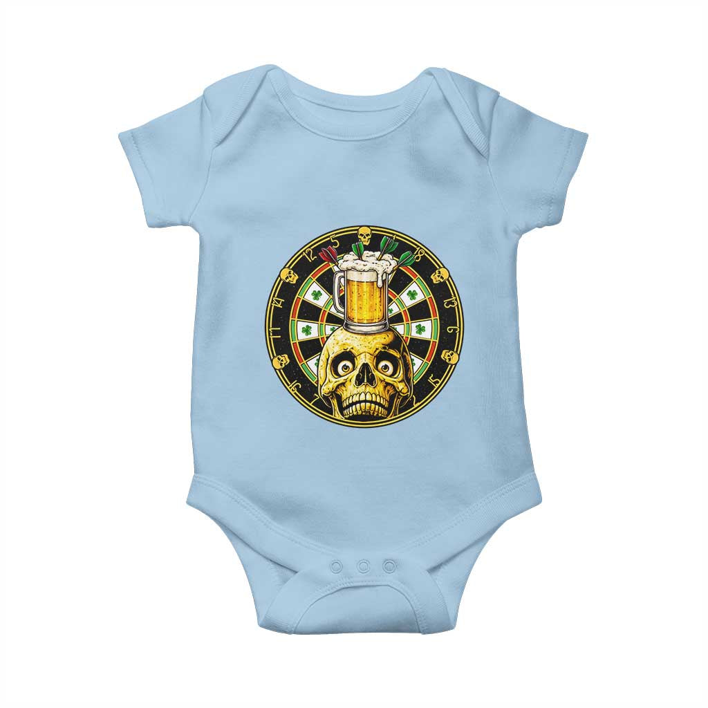 Funny St Patricks Day Skull Baby Onesie Darts Player Gift