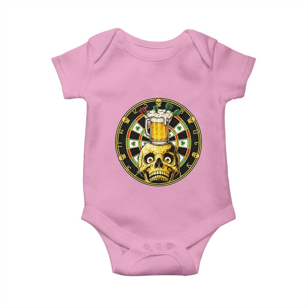 Funny St Patricks Day Skull Baby Onesie Darts Player Gift