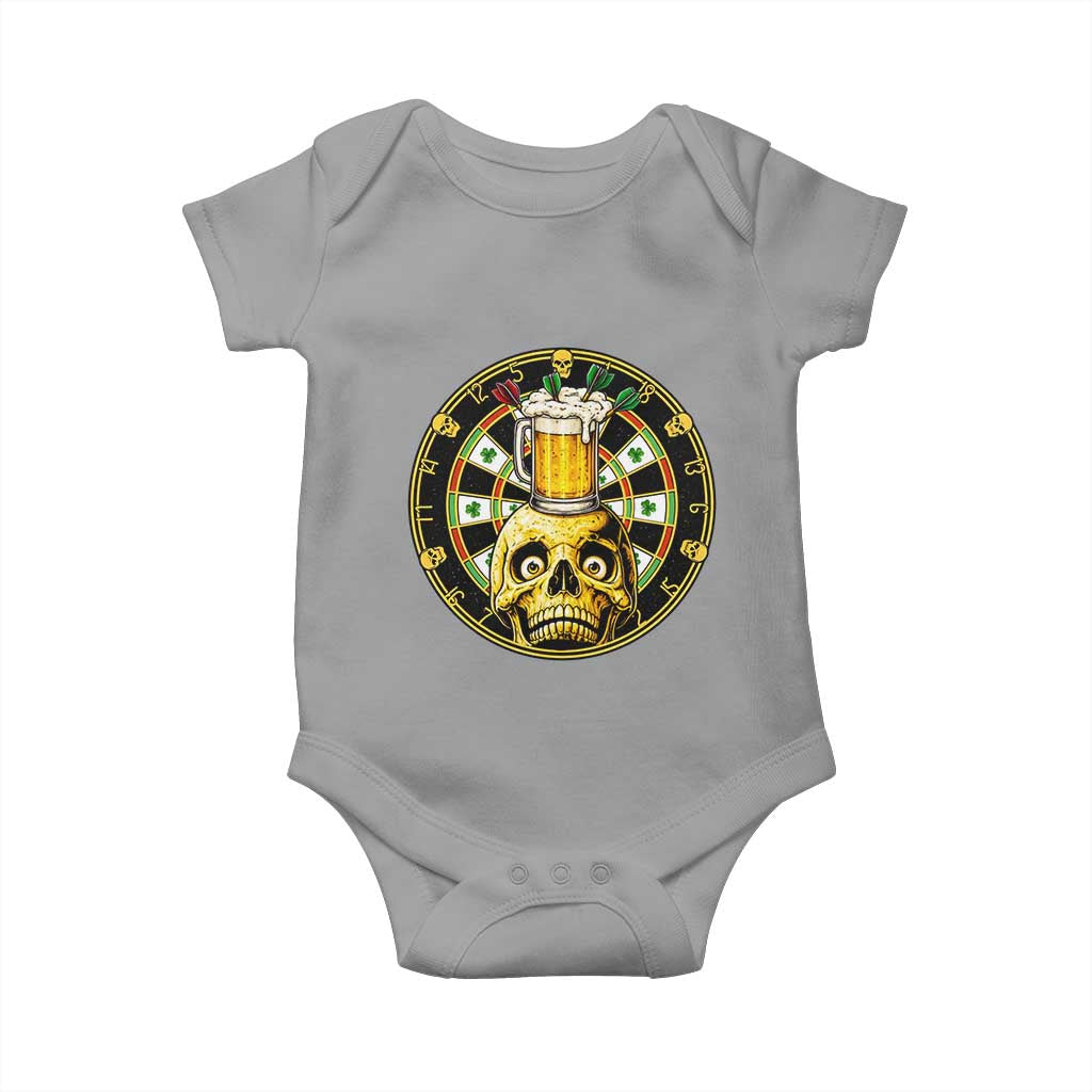 Funny St Patricks Day Skull Baby Onesie Darts Player Gift