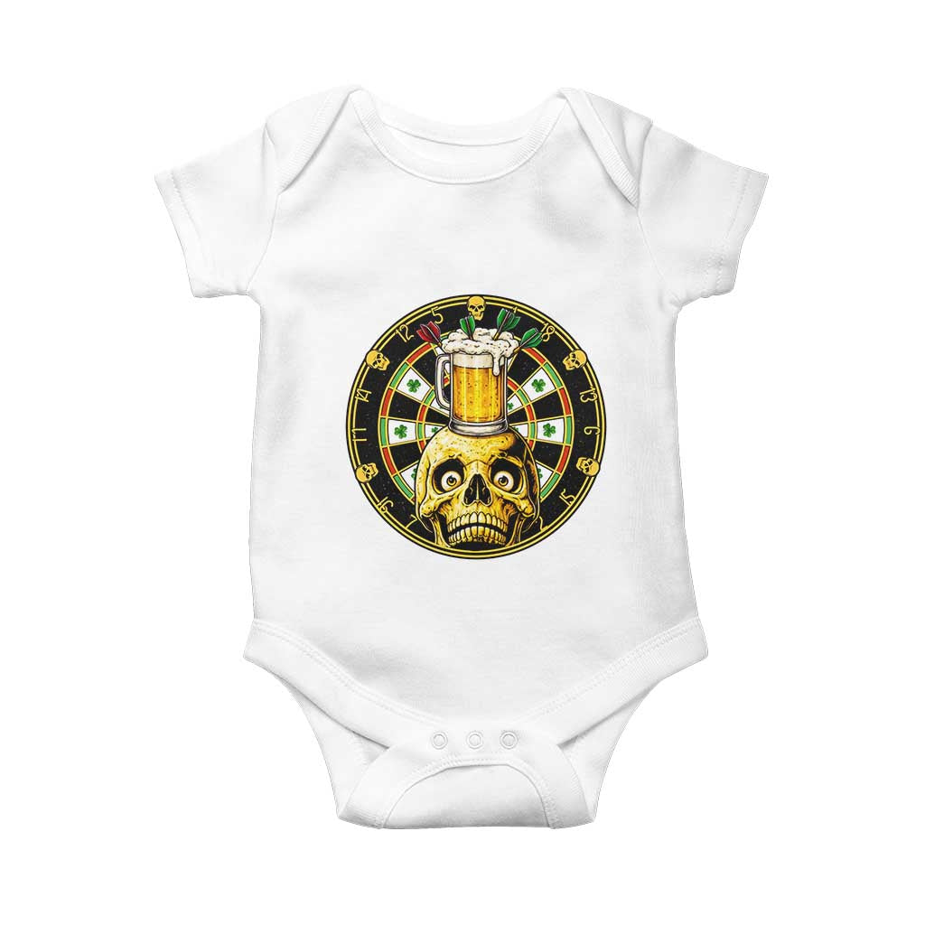 Funny St Patricks Day Skull Baby Onesie Darts Player Gift