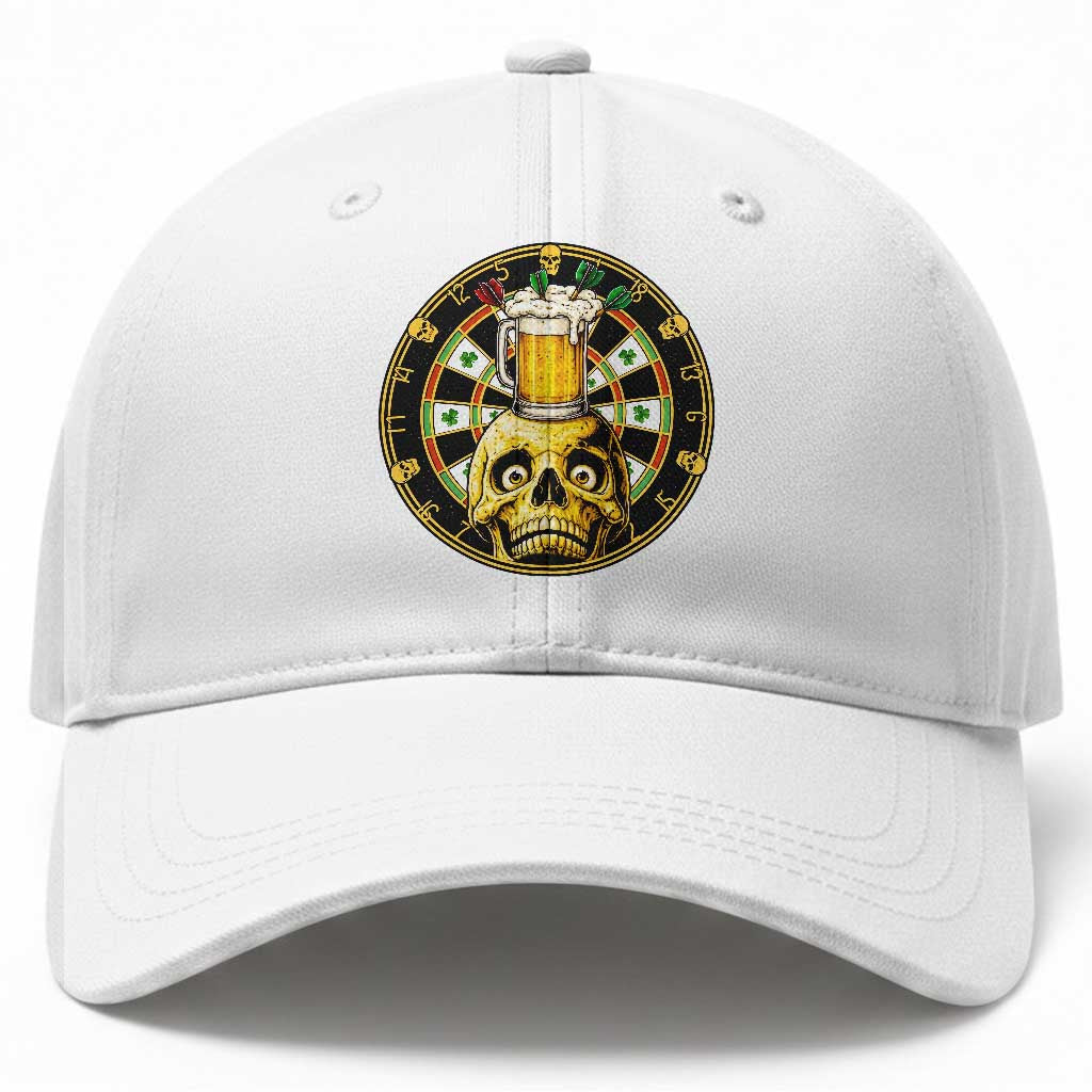 Funny St Patricks Day Skull Baseball Cap Darts Player Gift