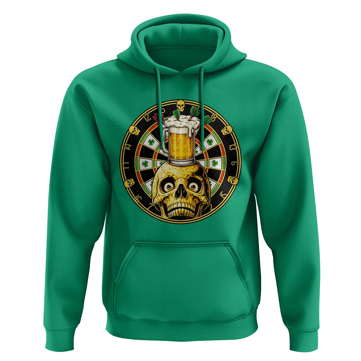 Funny St Patricks Day Skull Hoodie Darts Player Gift