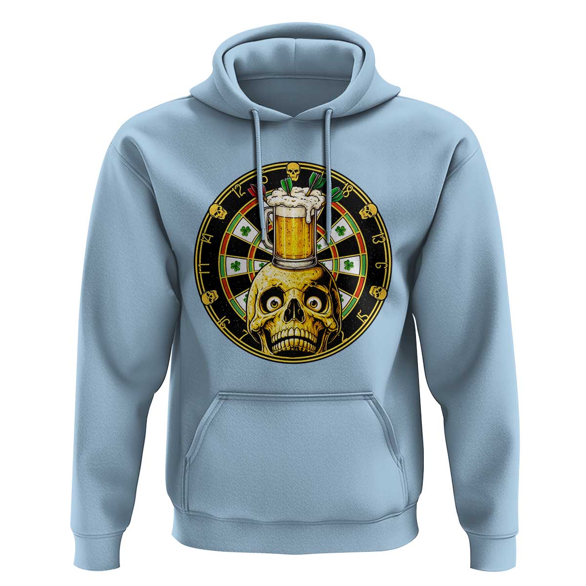 Funny St Patricks Day Skull Hoodie Darts Player Gift