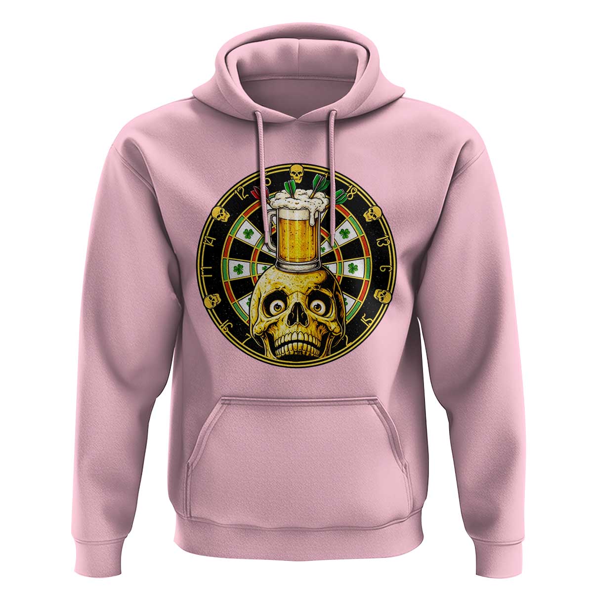 Funny St Patricks Day Skull Hoodie Darts Player Gift