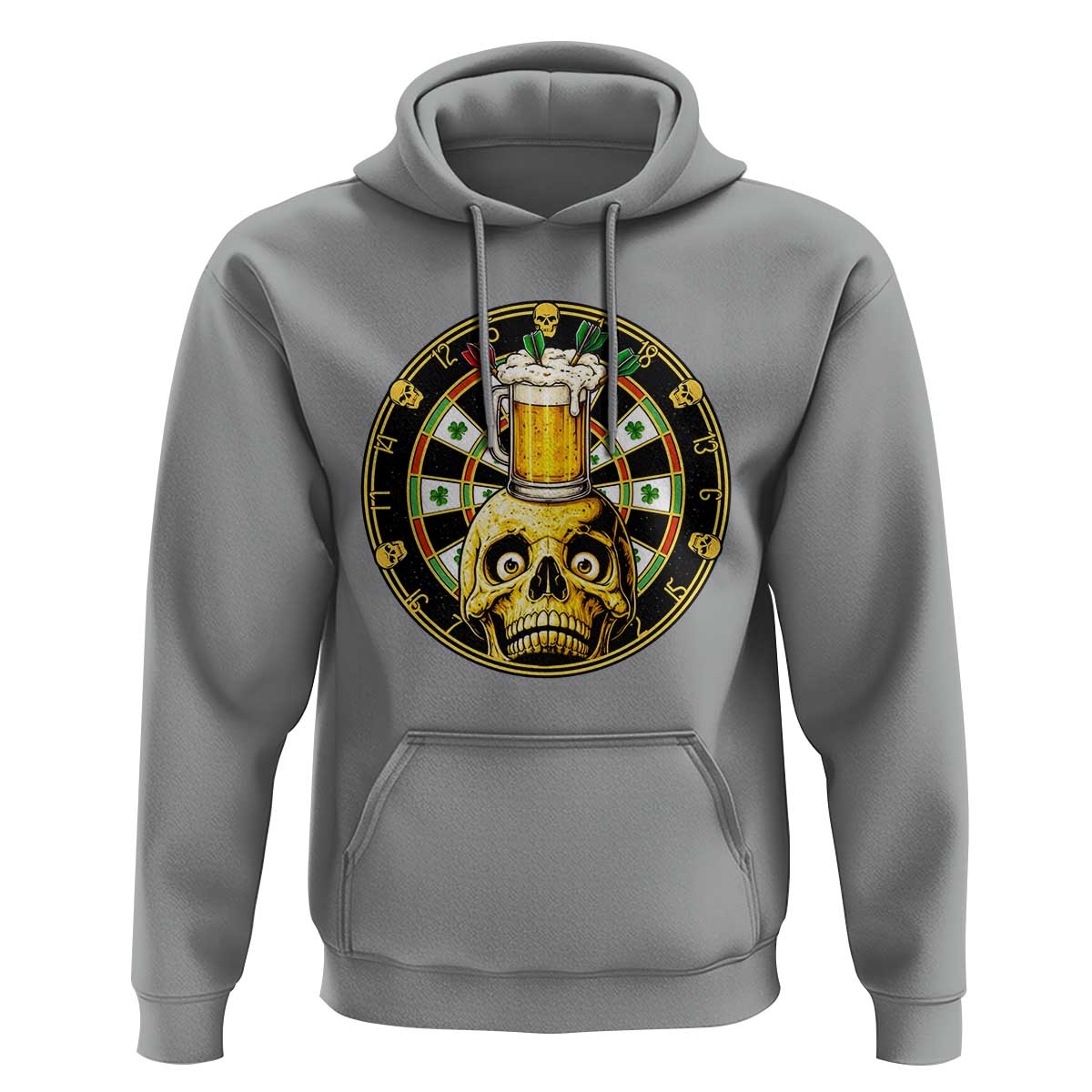 Funny St Patricks Day Skull Hoodie Darts Player Gift