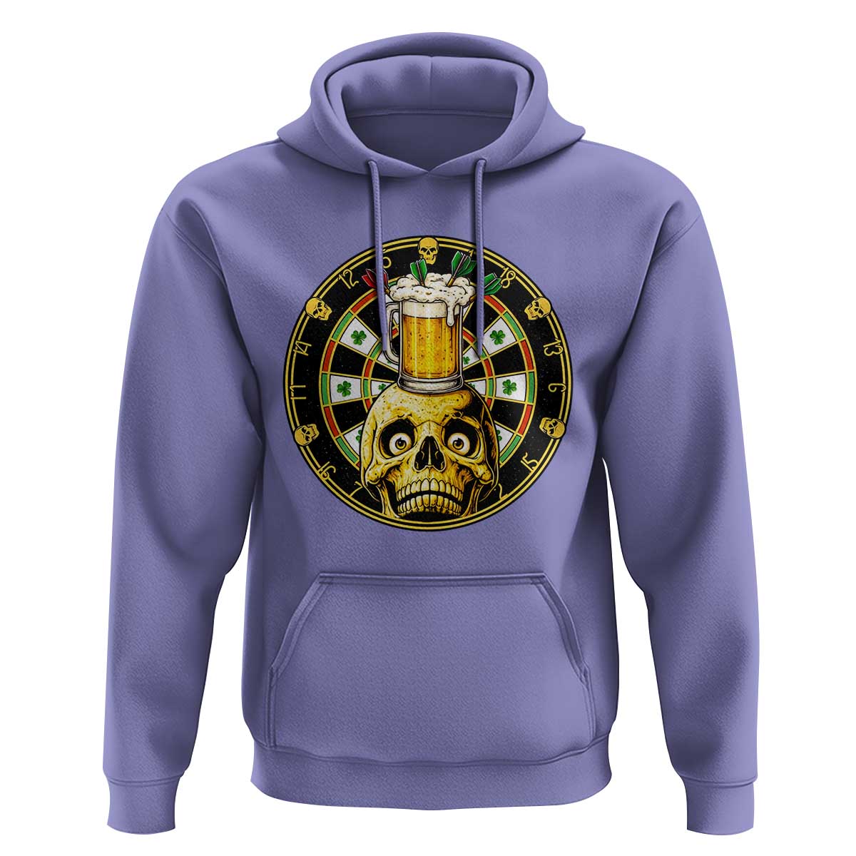 Funny St Patricks Day Skull Hoodie Darts Player Gift