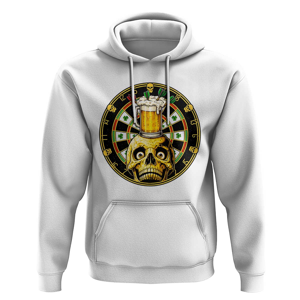 Funny St Patricks Day Skull Hoodie Darts Player Gift