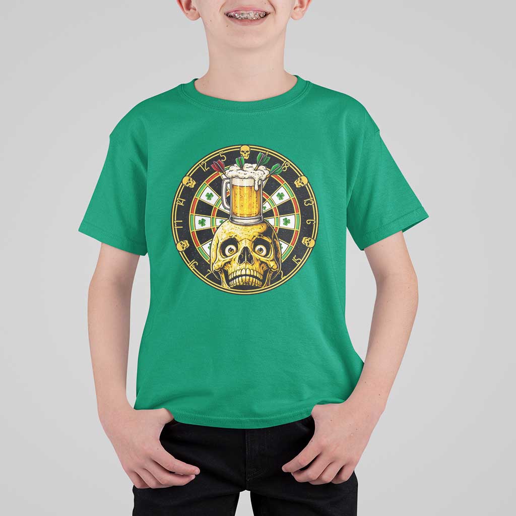 Funny St Patricks Day Skull T Shirt For Kid Darts Player Gift