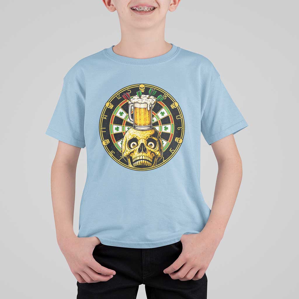 Funny St Patricks Day Skull T Shirt For Kid Darts Player Gift