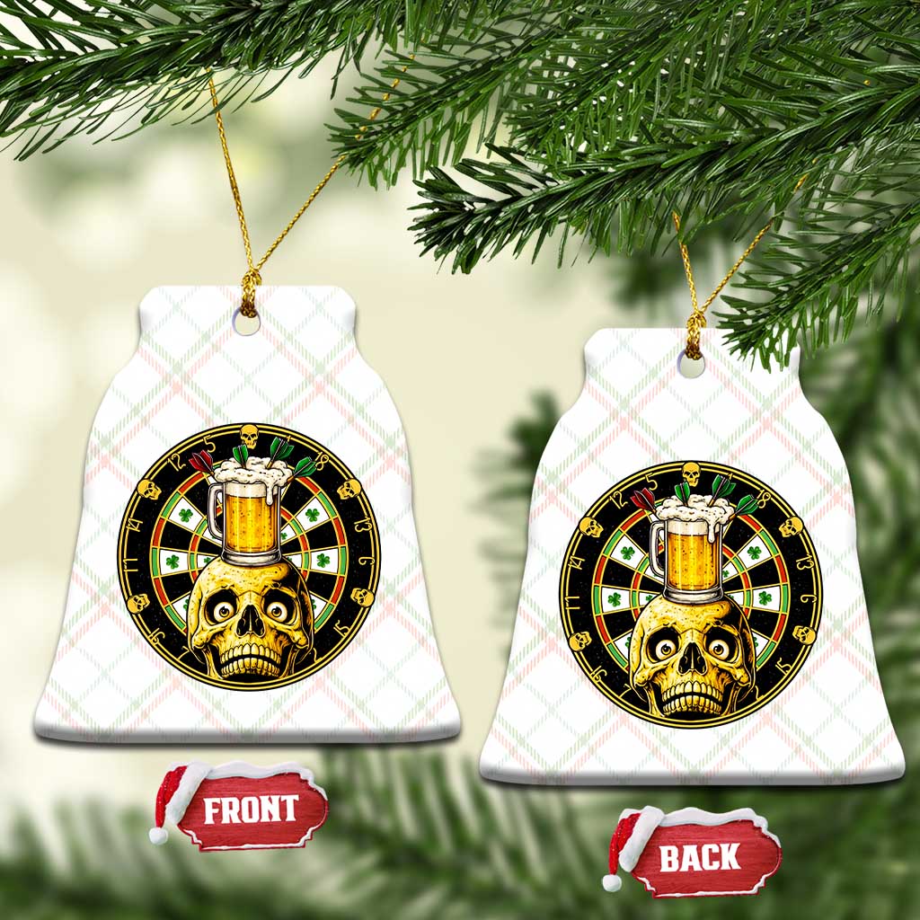 Funny St Patricks Day Skull Ceramic Ornament Darts Player Gift