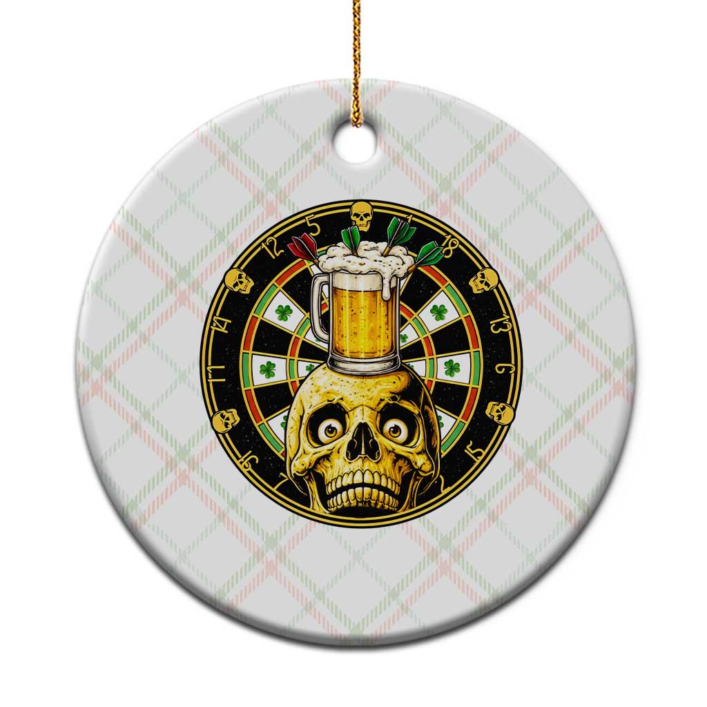 Funny St Patricks Day Skull Ceramic Ornament Darts Player Gift