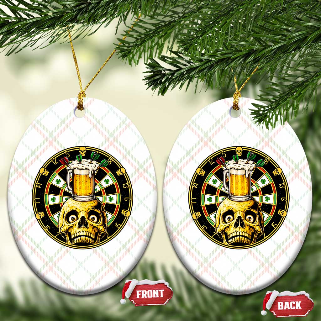 Funny St Patricks Day Skull Ceramic Ornament Darts Player Gift