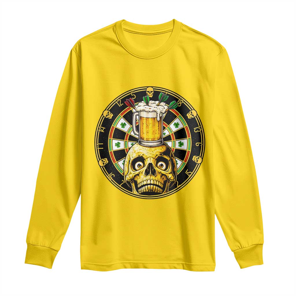 Funny St Patricks Day Skull Long Sleeve Shirt Darts Player Gift