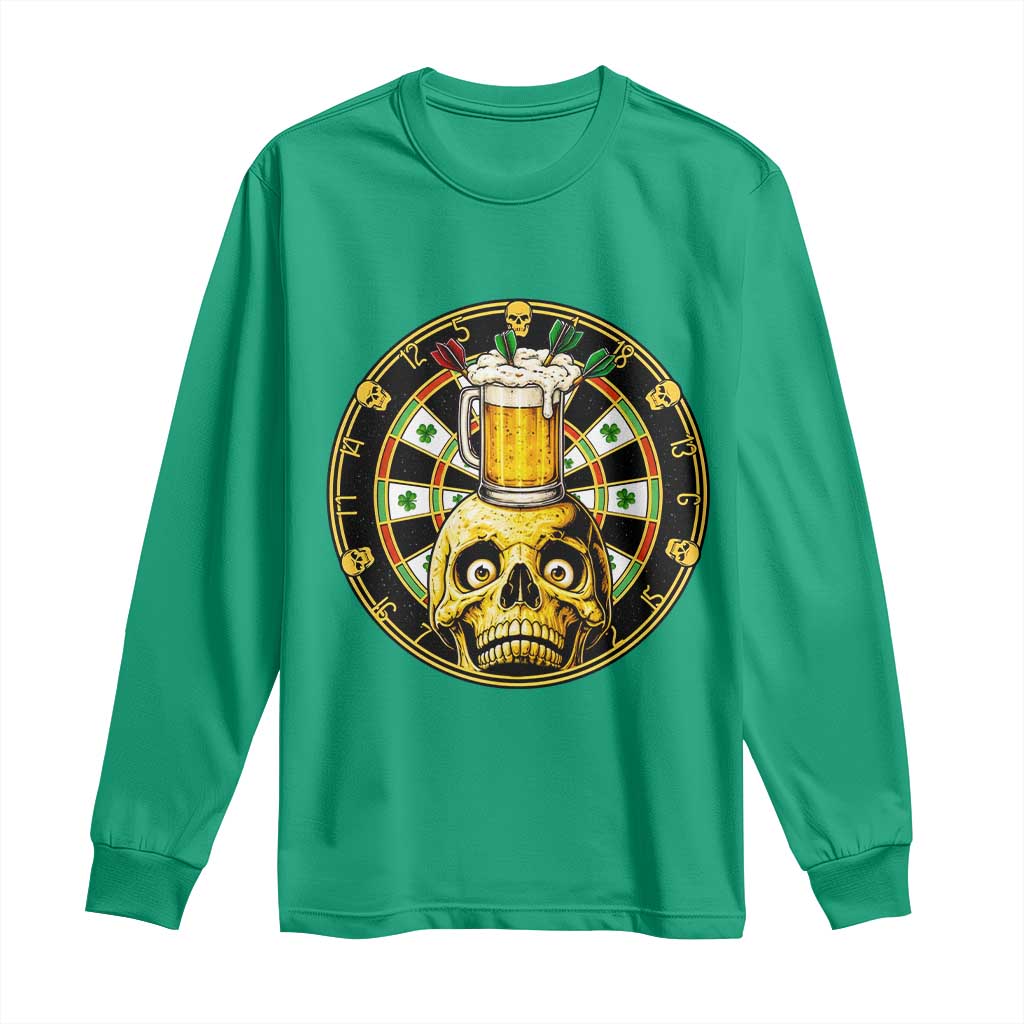 Funny St Patricks Day Skull Long Sleeve Shirt Darts Player Gift