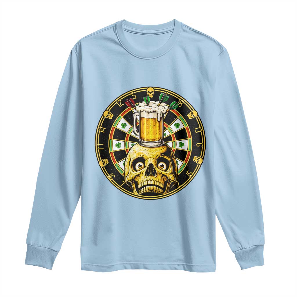 Funny St Patricks Day Skull Long Sleeve Shirt Darts Player Gift
