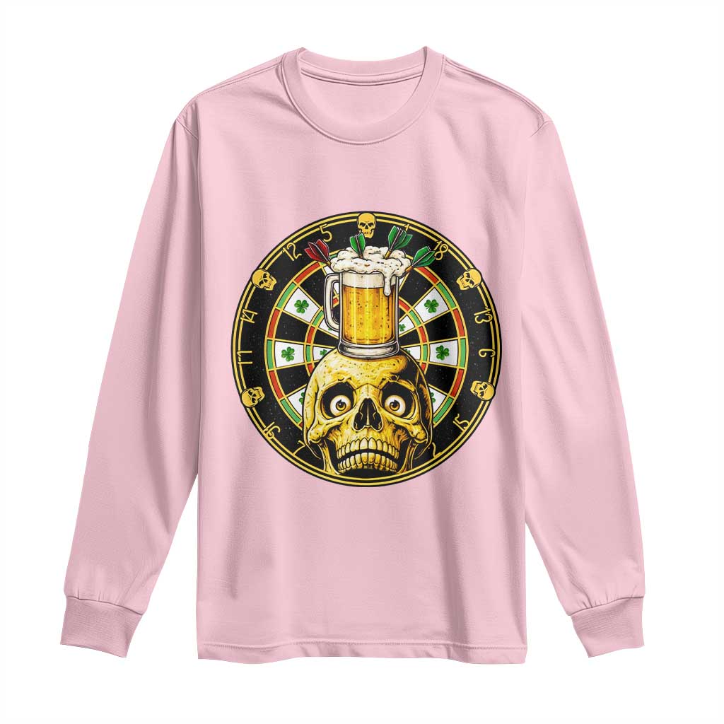 Funny St Patricks Day Skull Long Sleeve Shirt Darts Player Gift