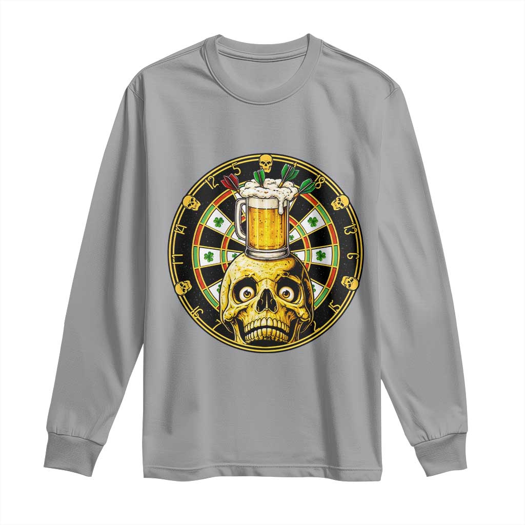 Funny St Patricks Day Skull Long Sleeve Shirt Darts Player Gift