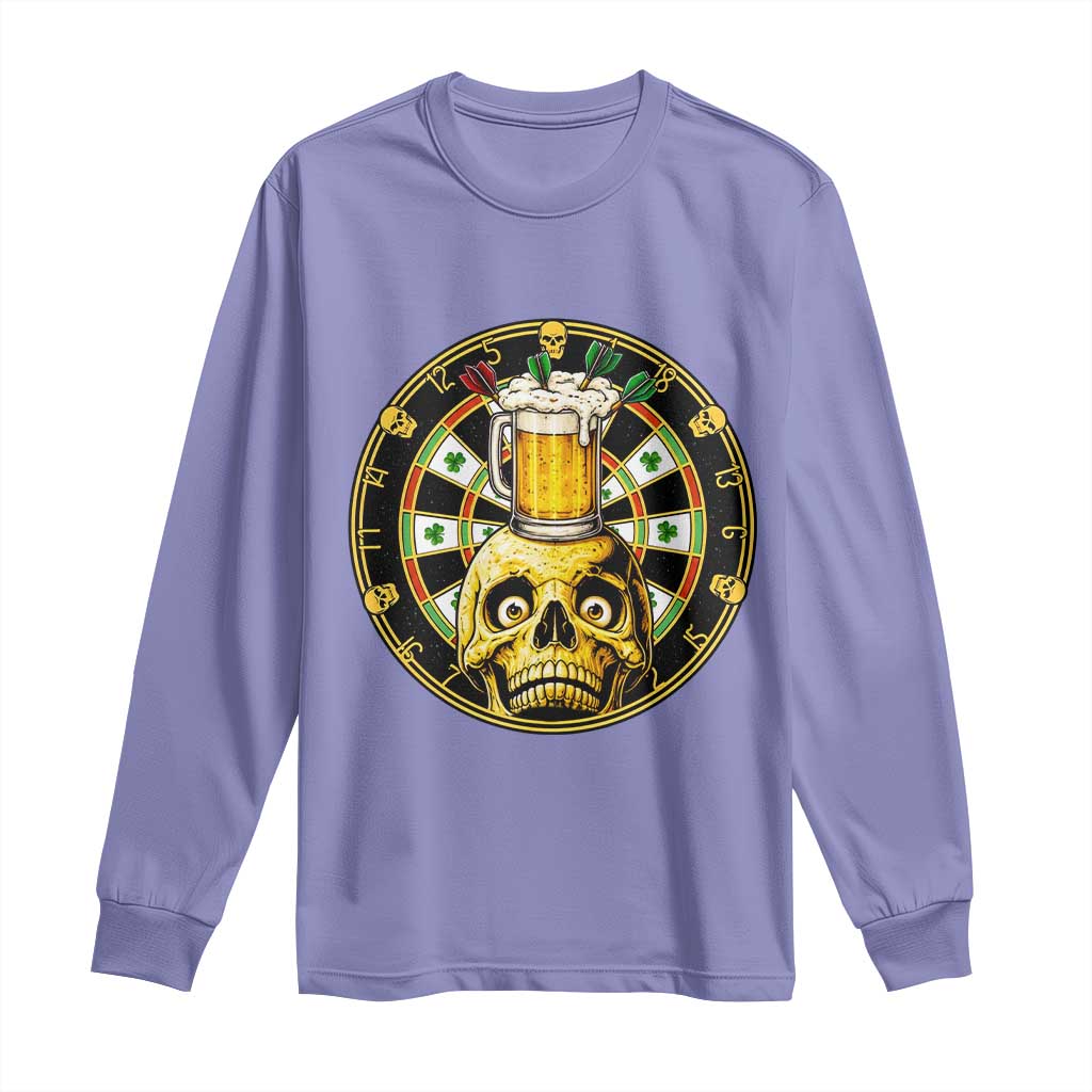 Funny St Patricks Day Skull Long Sleeve Shirt Darts Player Gift