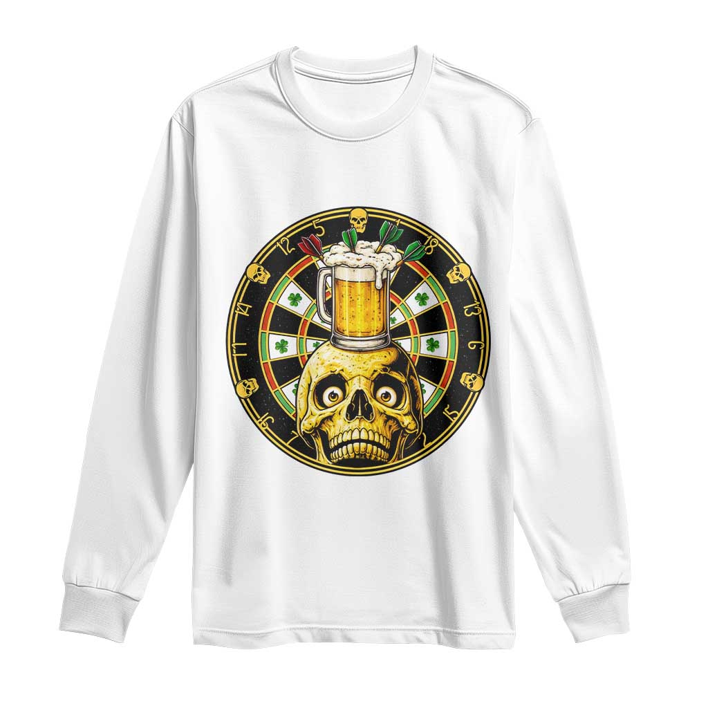 Funny St Patricks Day Skull Long Sleeve Shirt Darts Player Gift