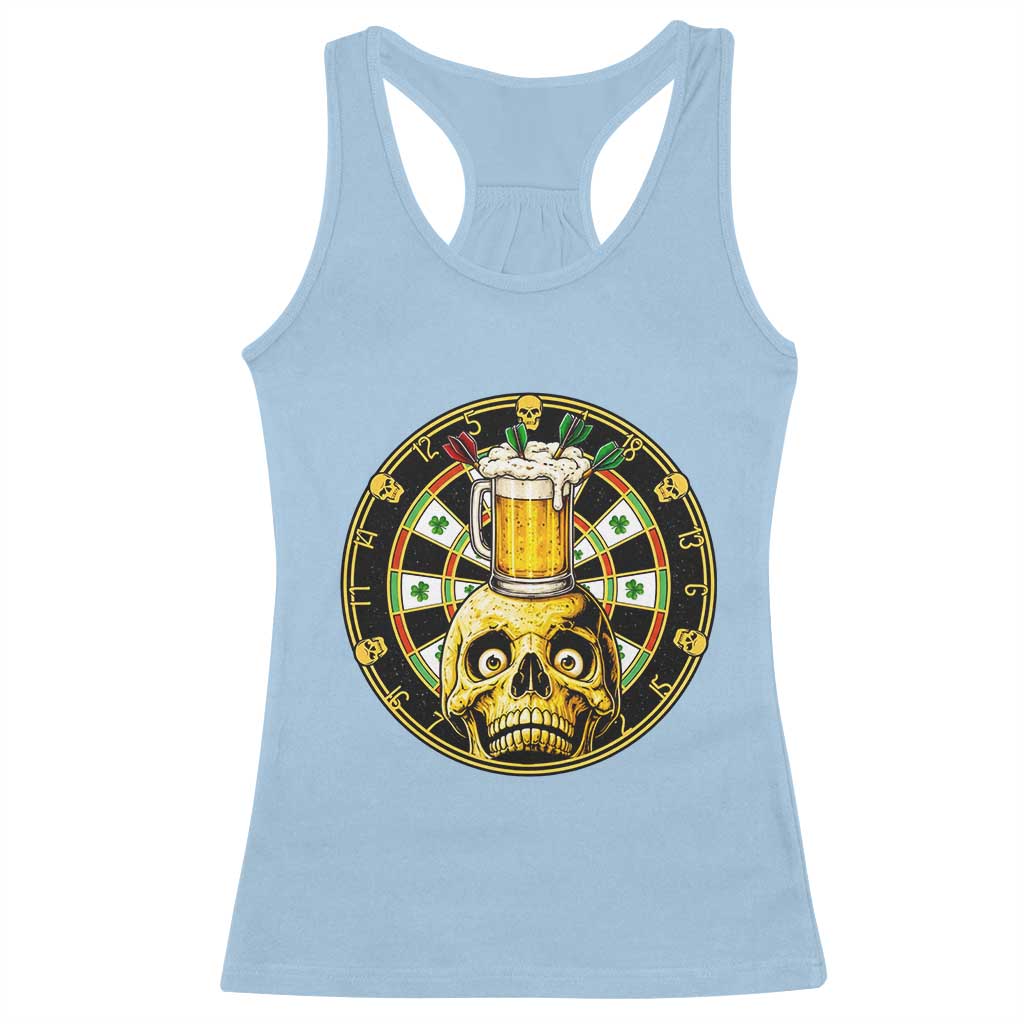 Funny St Patricks Day Skull Racerback Tank Top Darts Player Gift