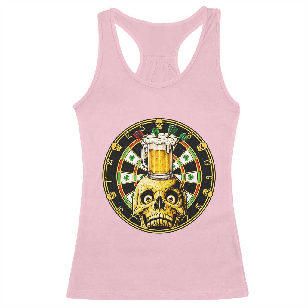 Funny St Patricks Day Skull Racerback Tank Top Darts Player Gift