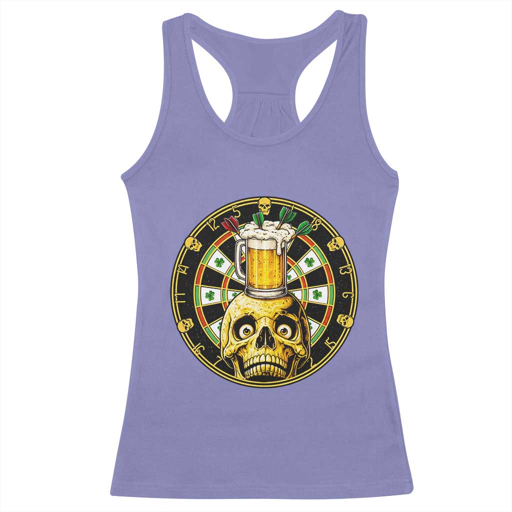 Funny St Patricks Day Skull Racerback Tank Top Darts Player Gift