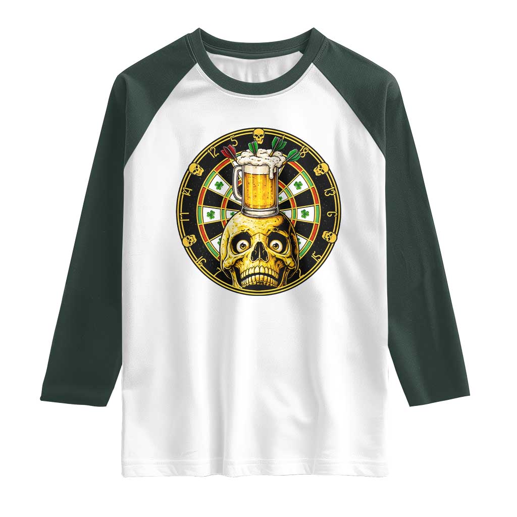 Funny St Patricks Day Skull Raglan Shirt Darts Player Gift