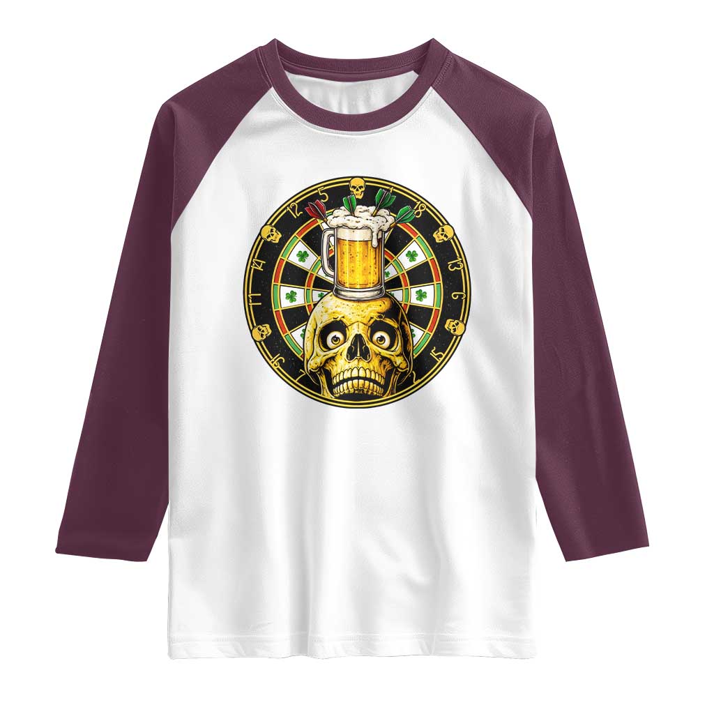 Funny St Patricks Day Skull Raglan Shirt Darts Player Gift