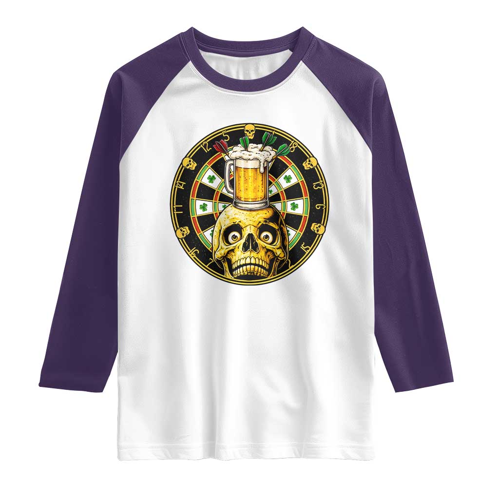 Funny St Patricks Day Skull Raglan Shirt Darts Player Gift