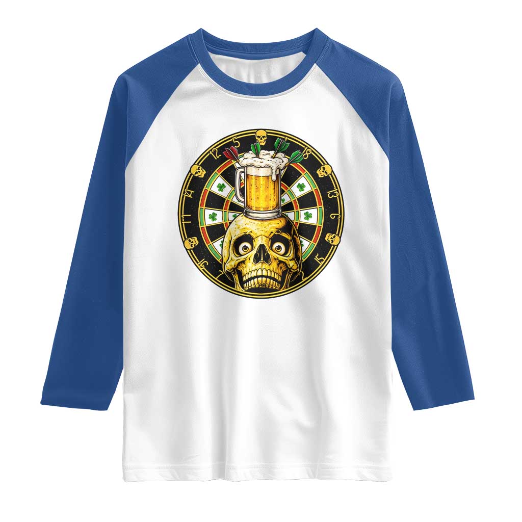 Funny St Patricks Day Skull Raglan Shirt Darts Player Gift