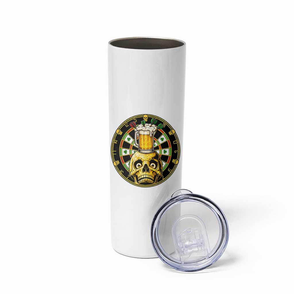 Funny St Patricks Day Skull Skinny Tumbler Darts Player Gift
