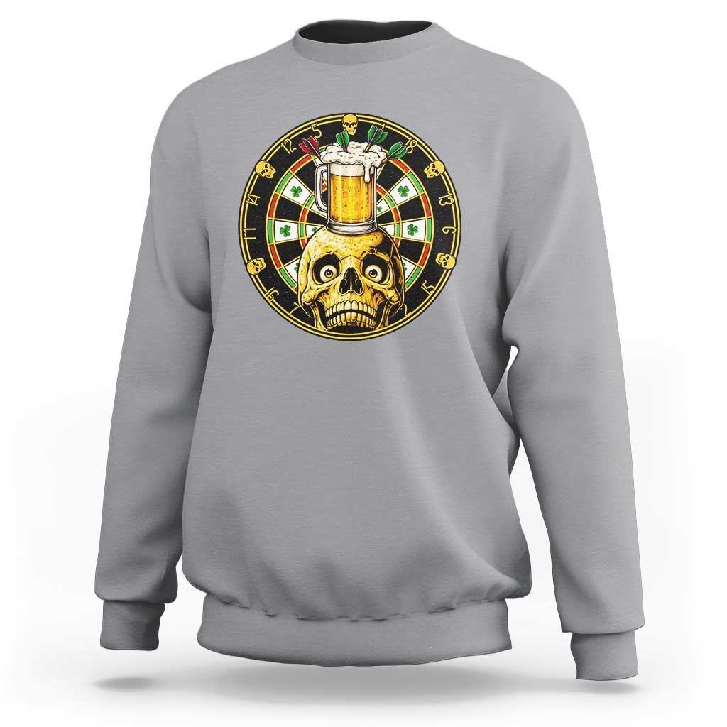 Funny St Patricks Day Skull Sweatshirt Darts Player Gift